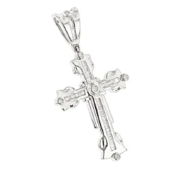 Round Baguette Diamond Cross Pendant 0.5ct 10K Yellow Gold -Outlet Bijou Lush Store round baguette diamond cross pendant 062ct 10k gold wh