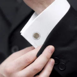 Round Champagne And White Diamond Men's Cufflinks 14K White Gold -Outlet Bijou Lush Store round champagne and white diamond mens cufflinks 14k gold bodwh