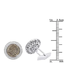 Round Champagne And White Diamond Men's Cufflinks 14K White Gold -Outlet Bijou Lush Store round champagne and white diamond mens cufflinks 14k gold rulerwh