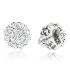 Round Diamond Cluster Earrings 14K White Gold 4.02ct