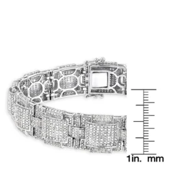 Round Pave Diamond Bracelet For Men 6.28ct 10K White Gold -Outlet Bijou Lush Store round pave diamond bracelet for men 628ct 10k gold rulerwh