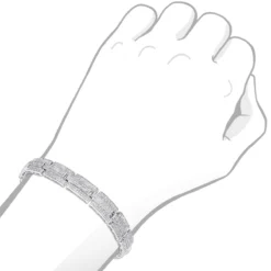 Affordable Silver Men's Diamond Bracelet 3.58 Ct -Outlet Bijou Lush Store silver jewelry affordable mens diamond bracelet 358 ct bodwh