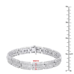 Affordable Silver Men's Diamond Bracelet 3.58 Ct -Outlet Bijou Lush Store silver jewelry affordable mens diamond bracelet 358 ct rulerwh