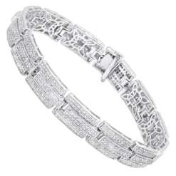 Affordable Silver Men's Diamond Bracelet 3.58 Ct