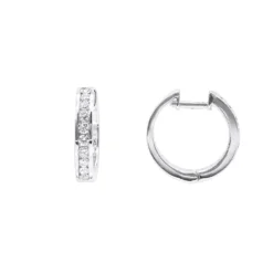 Single Diamond Hoop Earring For Men 14K White Gold Huggie Earring 1/4ct
