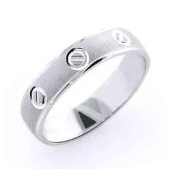 Small Circles Wedding Band For Men 14K White Gold