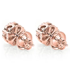 Small Diamond Cluster Earrings Studs 0.25ct 14K White Gold -Outlet Bijou Lush Store small diamond cluster earrings studs 025ct 14k gold backro