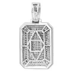 Small Diamond Dog Tag Pendant 1.75ct Fully Iced Out 10K White Gold By Luxurman -Outlet Bijou Lush Store small diamond dog tag pendant 175ct fully iced out 14k gold by luxurman backwh