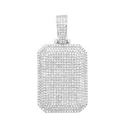 Small Diamond Dog Tag Pendant 1.75ct Fully Iced Out 10K White Gold By Luxurman