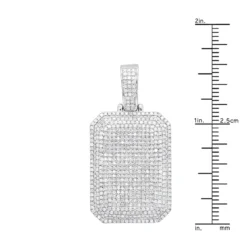 Small Diamond Dog Tag Pendant 1.75ct Fully Iced Out 10K White Gold By Luxurman -Outlet Bijou Lush Store small diamond dog tag pendant 175ct fully iced out 14k gold by luxurman rulerwh