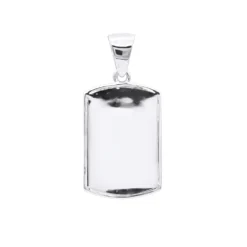 Small Engravable Dog Tag Pendant 14K White Gold W Black Diamonds 0.25ct -Outlet Bijou Lush Store small engravalbe dog tag pendant solid 14k gold w black diamonds 025ct 000957 back white