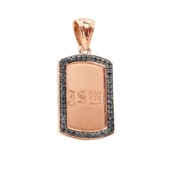 Small Engravable Dog Tag Pendant 14K White Gold W Black Diamonds 0.25ct -Outlet Bijou Lush Store small engravalbe dog tag pendant solid 14k gold w black diamonds 025ct 000957 rose