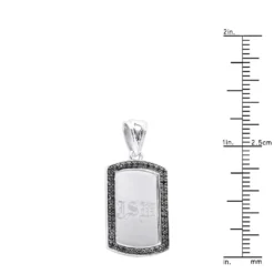 Small Engravable Dog Tag Pendant 14K White Gold W Black Diamonds 0.25ct -Outlet Bijou Lush Store small engravalbe dog tag pendant solid 14k gold w black diamonds 025ct 000957 ruler white