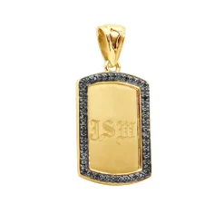 Small Engravable Dog Tag Pendant 14K White Gold W Black Diamonds 0.25ct -Outlet Bijou Lush Store small engravalbe dog tag pendant solid 14k gold w black diamonds 025ct 000957 yellow