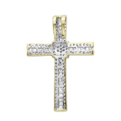 Small Iced Out Diamond Cross Pendant For Women & Men 14K White Gold 0.4ct -Outlet Bijou Lush Store small iced out diamond cross pendant for women men 14k gold 04ct backye 20201204