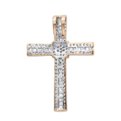 Small Iced Out Diamond Cross Pendant For Women & Men 14K White Gold 0.4ct -Outlet Bijou Lush Store small iced out diamond cross pendant for women men 14k gold 04ct ro 20201204