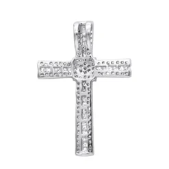Small Iced Out Diamond Cross Pendant For Women & Men 14K White Gold 0.4ct -Outlet Bijou Lush Store small iced out diamond cross pendant for women men 14k gold 04ct wh 20201204