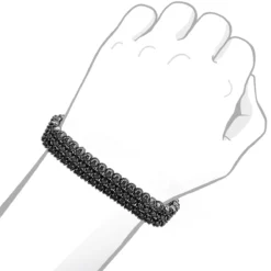 10K Black Plated Gold 3 Row Black Diamond Tennis Bracelet For Men 10 Carats 8 10K Black Plated Gold 3 Row Black Diamond Tennis Bracelet For Men 10 Carats -Outlet Bijou Lush Store solid 10k gold 3 row black diamond tennis bracelet for men 10 carats 000989 body black 1671159872