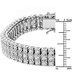 Solid 10K White Gold 3-Row Prong Diamond Bracelet For Men 1.85ct -Outlet Bijou Lush Store solid 10k gold 3 row prong diamond bracelet for men 185ct rulerwh
