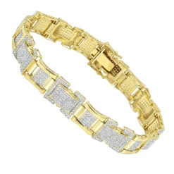 Solid 10K Yellow Gold Diamond Bracelet For Men 3.1ct By Luxurman