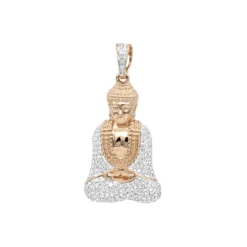 10K White Gold Real Diamond Buddha Pendant 1/2ct By Luxurman -Outlet Bijou Lush Store solid 10k gold diamond buddha pendant 12ct by luxurman ro