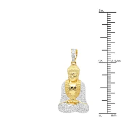 10K White Gold Real Diamond Buddha Pendant 1/2ct By Luxurman -Outlet Bijou Lush Store solid 10k gold diamond buddha pendant 12ct by luxurman rulerye