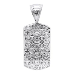 10K White Gold Diamond Dog Tag Pendant With Crown 1ct -Outlet Bijou Lush Store solid 10k gold diamond dog tag pendant with crown 1ct backwh