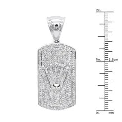 10K White Gold Diamond Dog Tag Pendant With Crown 1ct -Outlet Bijou Lush Store solid 10k gold diamond dog tag pendant with crown 1ct rulerwh