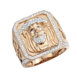 Solid 10K Yellow Gold Jesus Face Diamond Ring For Men 0.65ct By Luxurman -Outlet Bijou Lush Store solid 10k gold jesus face diamond ring for men 065ct by luxurman ro