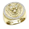 Solid 10K Yellow Gold Lion Head Diamond Pinky Ring For Men 0.3ct Luxurman -Outlet Bijou Lush Store solid 10k gold lion head diamond ring for men 03ct luxurman pinky rings mainye