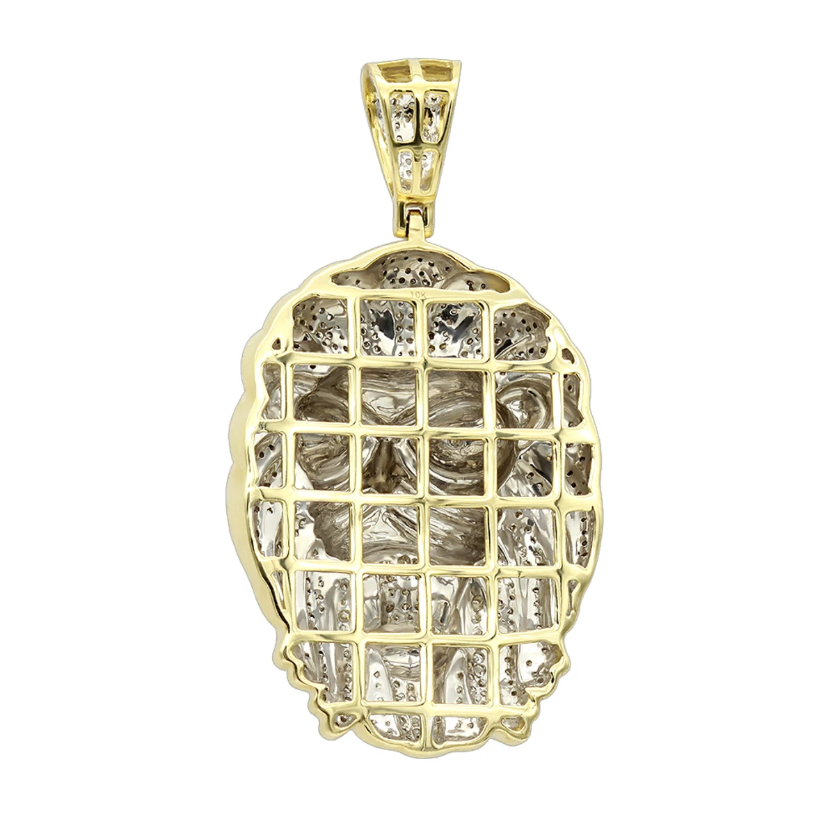 10K Yellow Gold Lion Head Pendant With Diamonds For Men 1.2ct 6 10K Yellow Gold Lion Head Pendant With Diamonds For Men 1.2ct - Image 4