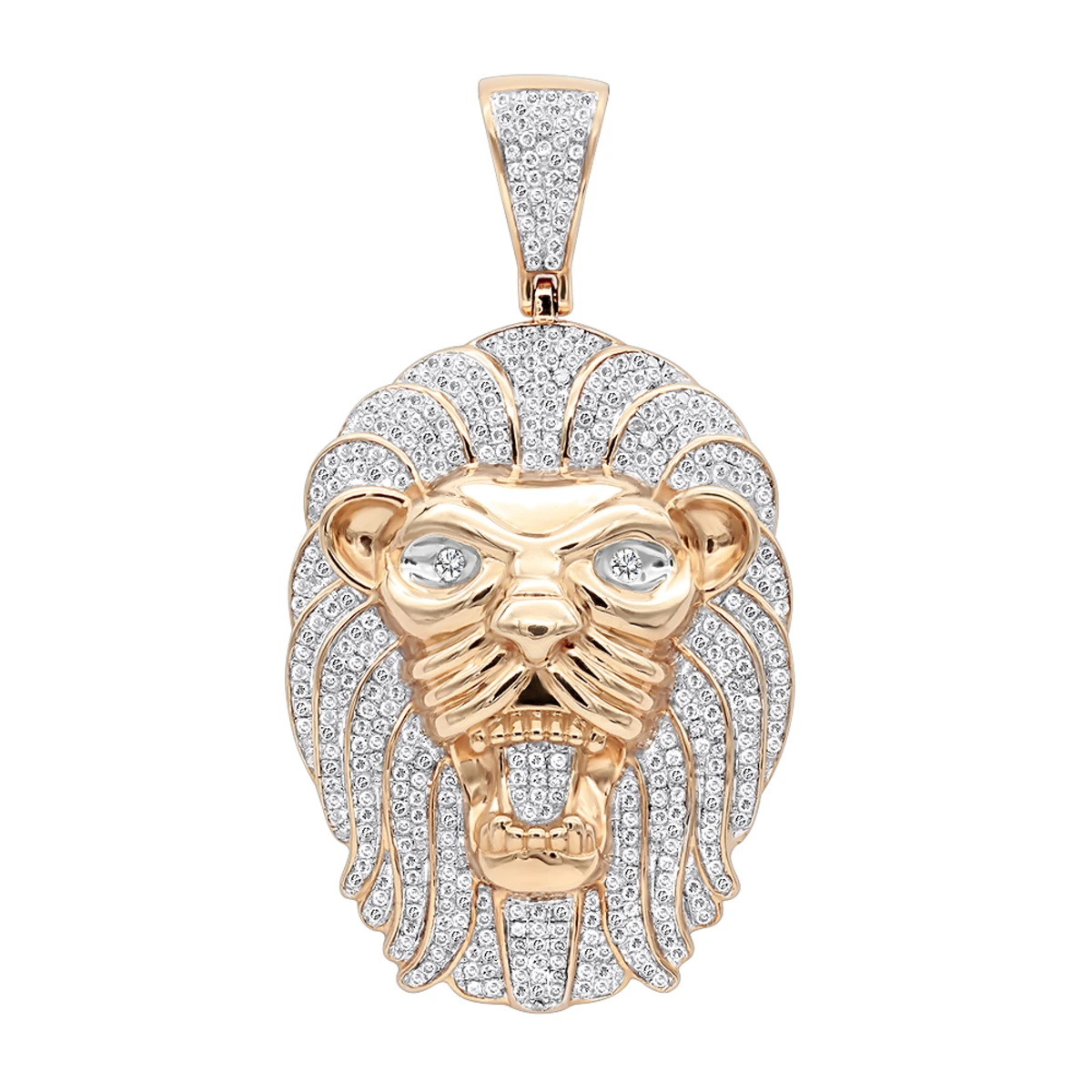 10K Yellow Gold Lion Head Pendant With Diamonds For Men 1.2ct 5 10K Yellow Gold Lion Head Pendant With Diamonds For Men 1.2ct - Image 3