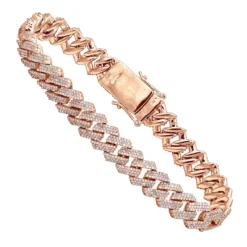 10K Yellow Gold Men's Diamond Bracelet 6 Carats Iced Out Cuban Link Design -Outlet Bijou Lush Store solid 10k gold mens diamond bracelet 6 carats iced out cuban link design 804057 ro