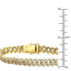 10K Yellow Gold Men's Diamond Bracelet 6 Carats Iced Out Cuban Link Design -Outlet Bijou Lush Store solid 10k gold mens diamond bracelet 6 carats iced out cuban link design 804057 rulerye