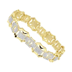 Solid 10K Yellow Gold Men's Diamond Bracelet By Luxurman 3 Carats Of Diamonds