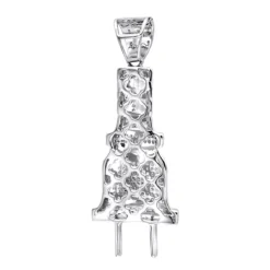 10K White Gold Power Plug Real Diamond Pendant For Men 0.5ct By Luxurman 1.8in -Outlet Bijou Lush Store solid 10k gold power ppug real diamond pendant for men 05ct by luxurman backwh