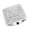 Solid 10K White Gold Pyramid Shaped 2 Carat Diamond Men's Pinky Ring LUXURMAN