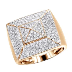 Solid 10K White Gold Pyramid Shaped 2 Carat Diamond Men's Pinky Ring LUXURMAN -Outlet Bijou Lush Store solid 10k gold pyramid shaped 2 carat diamond mens pinky ring luxurman ro