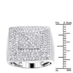 Solid 10K White Gold Pyramid Shaped 2 Carat Diamond Men's Pinky Ring LUXURMAN -Outlet Bijou Lush Store solid 10k gold pyramid shaped 2 carat diamond mens pinky ring luxurman rulerwh