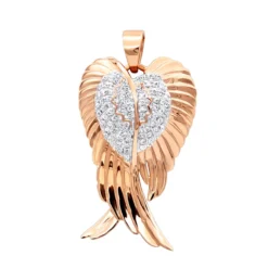 10K Yellow Gold Real Diamond Angel Wings Pendant Necklace 0.35ct -Outlet Bijou Lush Store solid 10k gold real diamond angel wings pendant necklace 0 35ct ro