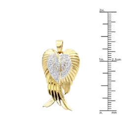 10K Yellow Gold Real Diamond Angel Wings Pendant Necklace 0.35ct -Outlet Bijou Lush Store solid 10k gold real diamond angel wings pendant necklace 0 35ct rulerye