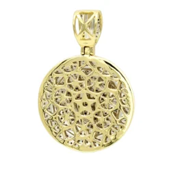 10K Yellow Gold Real Diamond Crown Pendant For Men Iced Out Round Medallion -Outlet Bijou Lush Store solid 10k gold real diamond crown pendant for men iced out round medallion backye