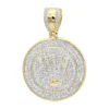 10K Yellow Gold Real Diamond Crown Pendant For Men Iced Out Round Medallion -Outlet Bijou Lush Store solid 10k gold real diamond crown pendant for men iced out round medallion mainye