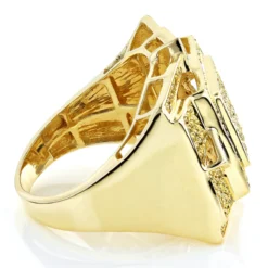 Solid 10K Yellow Gold & Yellow Diamond Men's Ring 1.11ct -Outlet Bijou Lush Store solid 10k gold rings yellow diamond mens ring 111ct p 5802 backye