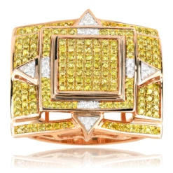 Solid 10K Yellow Gold & Yellow Diamond Men's Ring 1.11ct -Outlet Bijou Lush Store solid 10k gold rings yellow diamond mens ring 111ct p 5802 ro