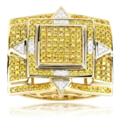Solid 10K Yellow Gold & Yellow Diamond Men's Ring 1.11ct