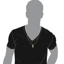 10K White Gold Small Diamond Cross Pendant For Men And Women 0.3ct -Outlet Bijou Lush Store solid 10k gold small diamond cross pendant for men and women 0 3ct bodye