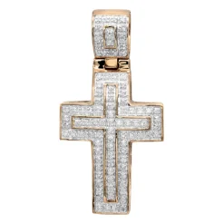 10K White Gold Small Diamond Cross Pendant For Men And Women 0.3ct -Outlet Bijou Lush Store solid 10k gold small diamond cross pendant for men and women 0 3ct ro