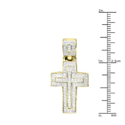 10K White Gold Small Diamond Cross Pendant For Men And Women 0.3ct -Outlet Bijou Lush Store solid 10k gold small diamond cross pendant for men and women 0 3ct rulerye