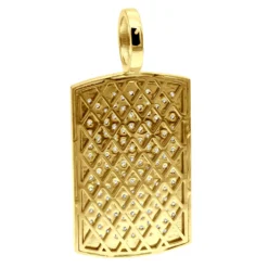 14K Yellow Gold Diamond Dog Tag Pendant For Men 3.25 Carats Iced Out Design 14 14K Yellow Gold Diamond Dog Tag Pendant For Men 3.25 Carats Iced Out Design -Outlet Bijou Lush Store solid 14k gold diamond dog tag pendant for men 325 carats iced out design 407140 back yellow